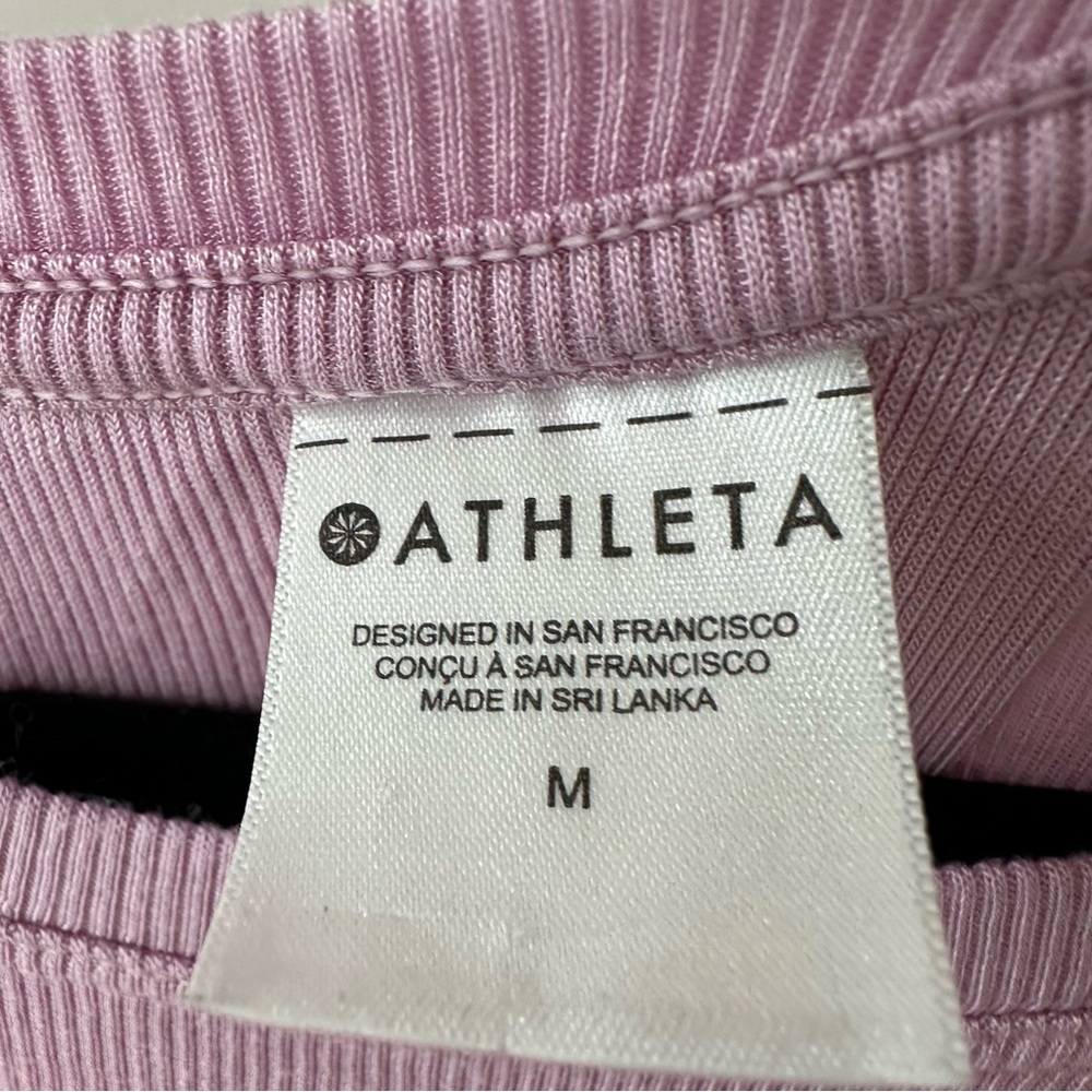 Athleta Light Pink Soft Ribbed Short Sleeve Oversized Tee, Size M - Picture 2 of 8
